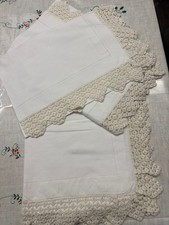 Lenzuolo Matrimoniale in Cotone Bassetti con Fascia ad Uncinetto Cucita a Mano
