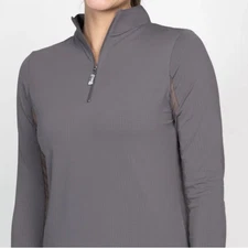 EIS Cool Sun Shirt Long Sleeve 1/4 Zip Gray Equestrian Shirt Size XL