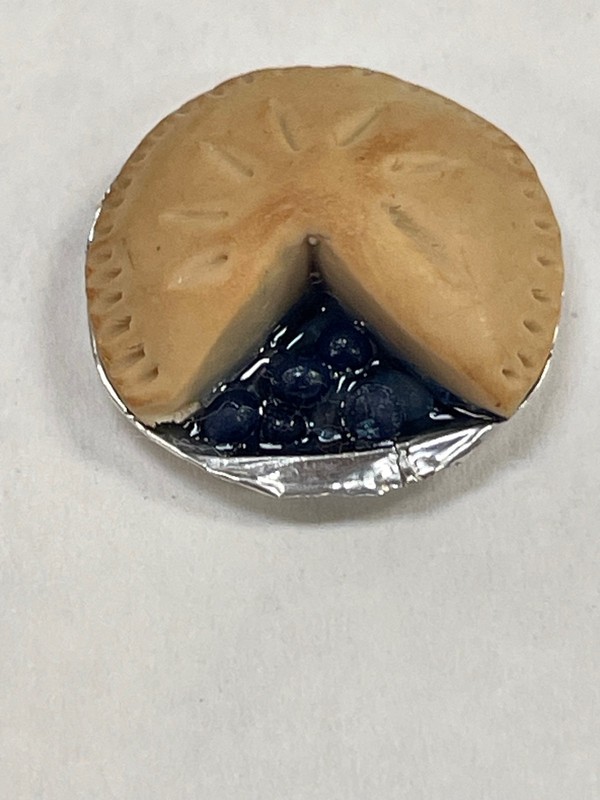 fruit pie blueberry 1/2"? in pan for dollhouse Miniature vintage New food