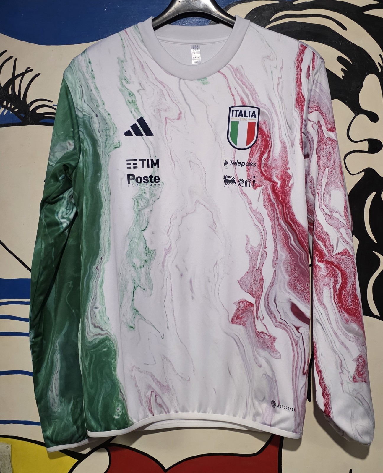 MAGLIA ITALIA ADIDAS PRE POST MATCH TRAINING USATA IN TAGLIA S