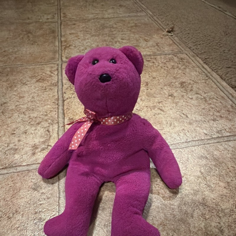 Ty Beanie Babies Hugger Purple Bear Plush Vintage Retired 1999