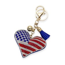 Crystal American Heart Key Charm