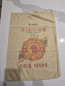 Vintage Hawk-Eye Brand Alsike Field Seeds Cloth Sack