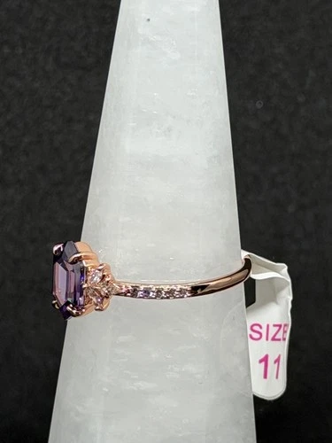 Bomb Party Ring Sz 11  "Gracing Us in Beauty" Amethyst CZ on Rose Gold image 3