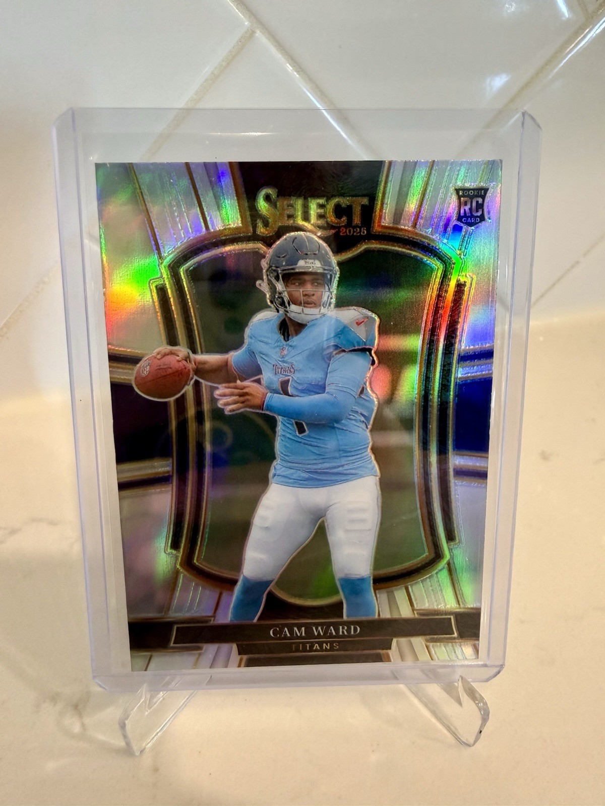 2025 Panini Select - Premier Level Cam Ward #126 Silver Prizm (RC) Titans