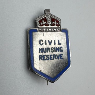 WW2 Civil Nursing Reserve Badge Sterling Silver WJD Birmingham c.1940