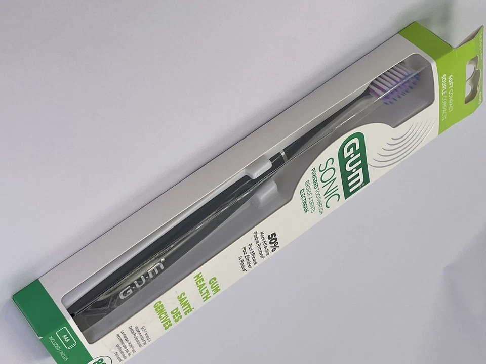 Cepillo de dientes eléctrico sónico con batería G•U•M suave compacto Sunstar 4100 negro NUEVO Foto 4 de 4