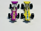 VINTAGE MATCHBOX SUPERFAST No.34 F1 RACING CAR PAIR 1970 Purple & Yellow