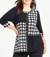 Túnica elástica con ojales a cuadros empalmados talla grande TS TAKING SHAPE ¡NUEVA CON ETIQUETAS PRECIO DE VENTA SUGERIDO POR EL FABRICANTE $120!