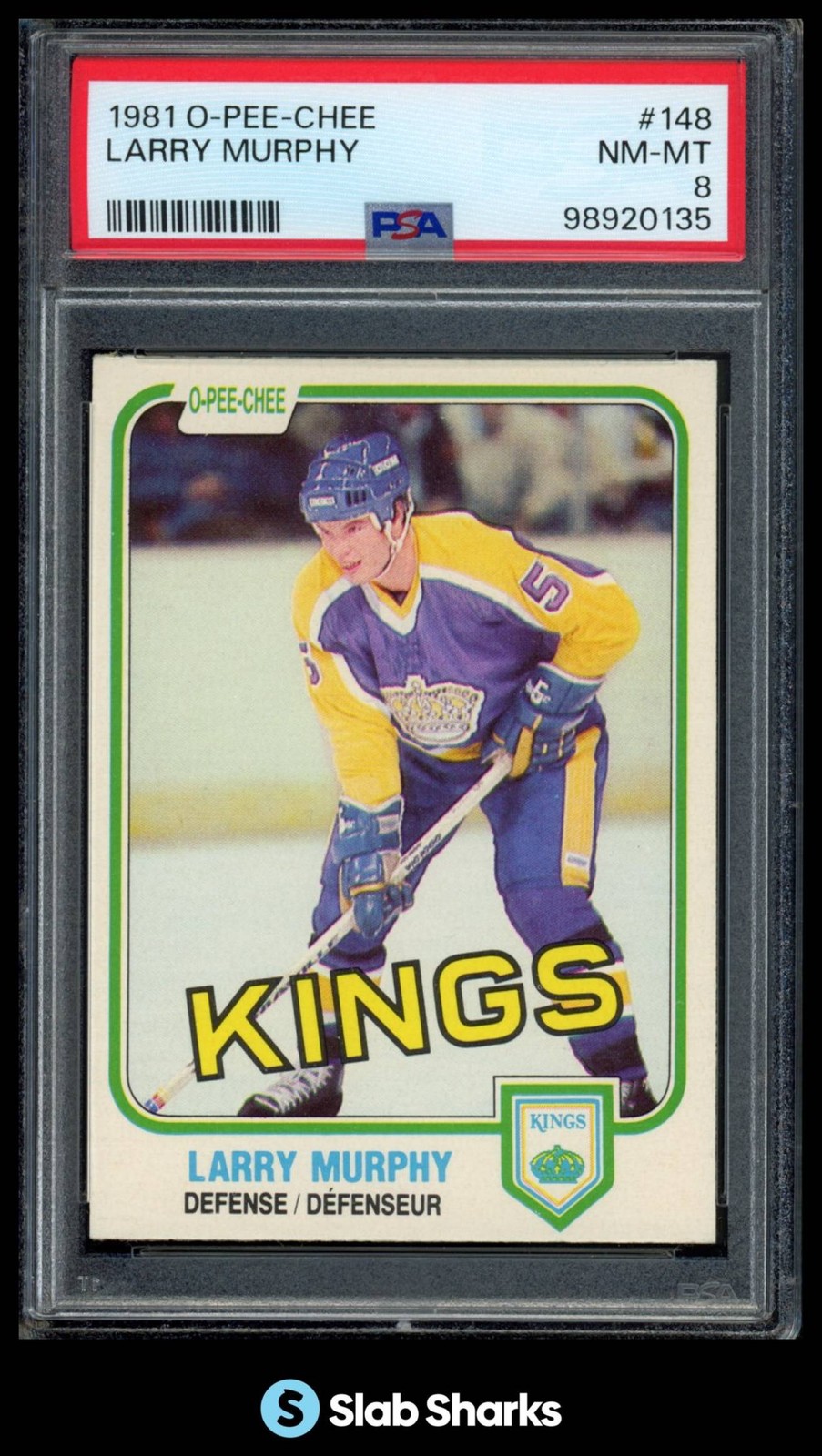 1981 O-PEE-CHEE #148 LARRY MURPHY RC ROOKIE PSA 8