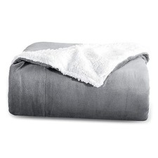Sherpa Fleece Blankets Twin Size - Thick Fuzzy Warm Soft Twin 60x80 Grey