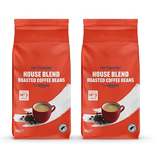 by Amazon House Blend Coffee Beans, Medium Roast, 2kg (2 Packs of 1kg),
