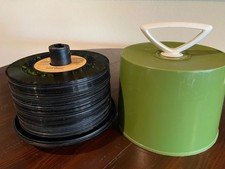 Vintage Green Disk-Go-Case With 50 Records - Mostly Country - 45 RPM