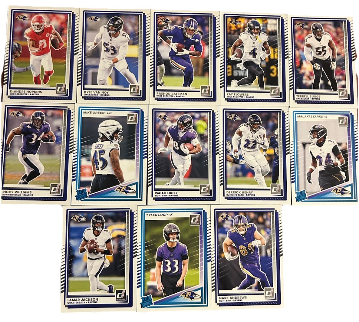 2025 Donruss Football (1-400 Set) Baltimore Ravens Team Set (13 Cards)