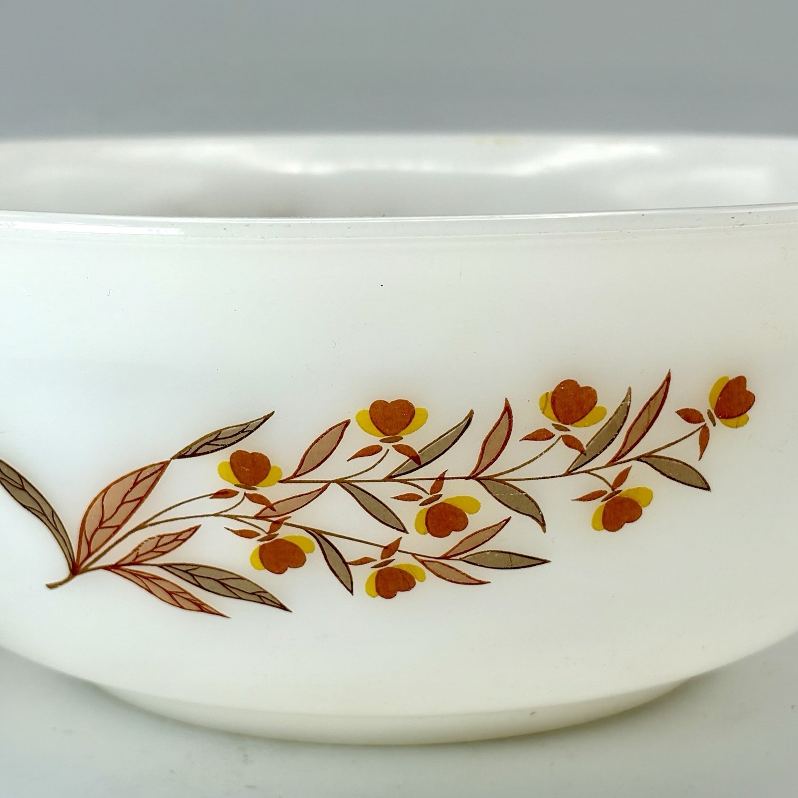 Vintage Glasbake J-2356 Autumn Leaf Jewel Mixing Bowl 11” 