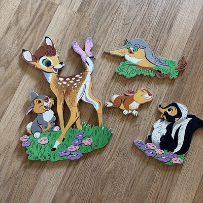 Vintage Bambi Disney Wall Hanging Decor Nursery Kids Room Flower Thumper