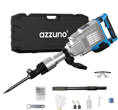AZZUNO 3600W Demolition Jack Hammer Electric Concrete Breaker 2 Chisel Bits