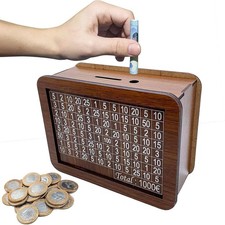 Spardose Holz Retro Sparb&uuml;chse mit Z&auml;hler 1000 Euro Geschenk Kinder
