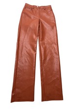 Wilfred Aritzia Melina Faux Leather Pants Womens 2 Brown Straight High Rise