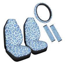 Print Universal Car Seat Covers of 5 Pcs Set Cartoon Animal Cute Blue Leopard