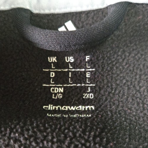 adidas ClimaWarm Black Blue Fleece Full Zip Hoodie Men’s L Logo Pockets