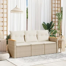 Garden Sofa Set Beige Poly Rattan Large Modular Garden Sofa Set