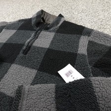 NEW Wrangler Sweater Mens M Black Gray Sherpa Fleece Pullover 1/4 Zip Outdoor