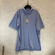 Peter Millar Men's Polo Shirt Summer Comfort XXL Blue Striped Golf Performance