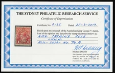 1919 KGV LMW 1d CARMINE-ROSE "MINT UNHINGED""CERTIFICATE" BW 74A SUPERB!