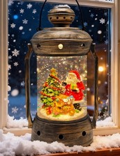 Christmas Snow Globes, Vintage Musical Christmas Snow Globe Lantern, Lighted ...
