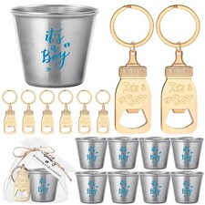 25 Sets Baby Shower Party Favors Bottle Openers Keychains Stainless Steel Sho...
