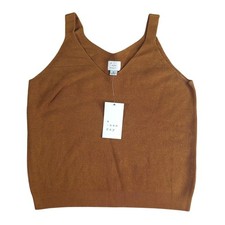 A New Day Sweater Vest Womens Medium Brown V Neck Stretchy Tank Top NWT