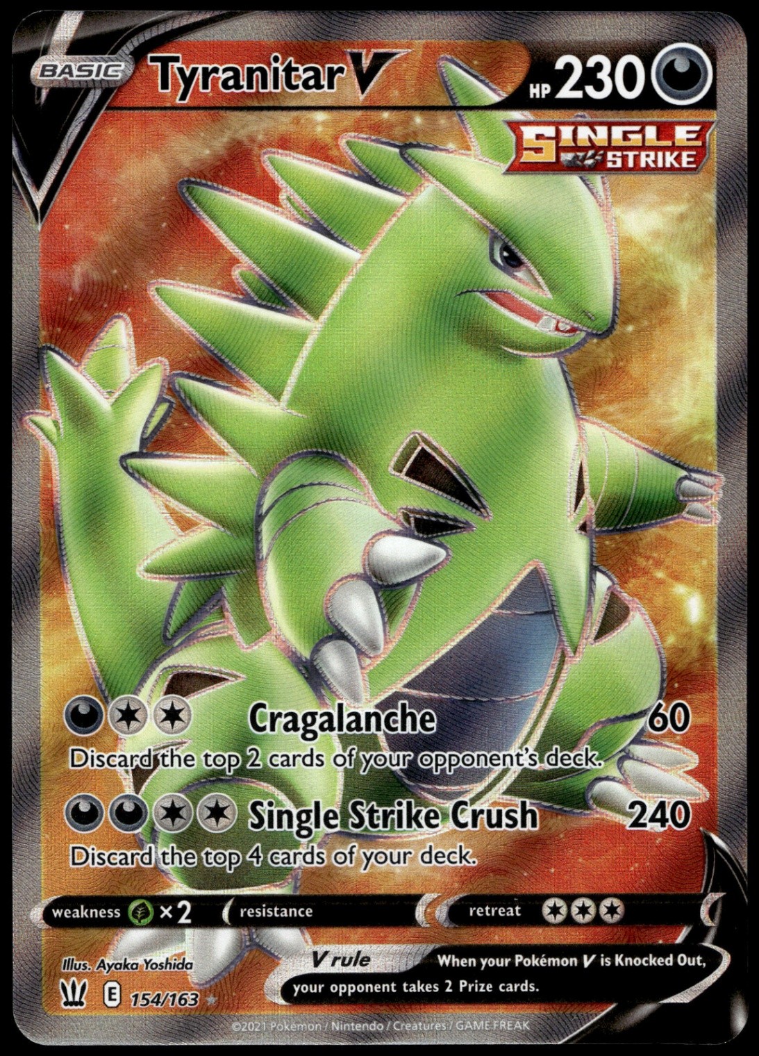 Tyranitar V (Full Art) Ultra Rare SWSH05: Battle Styles 154/163 NM