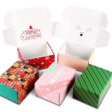 25 Pack 8x6x4 inch Christmas Gift Box with Lid, Corrugated Cardboard Shipping...
