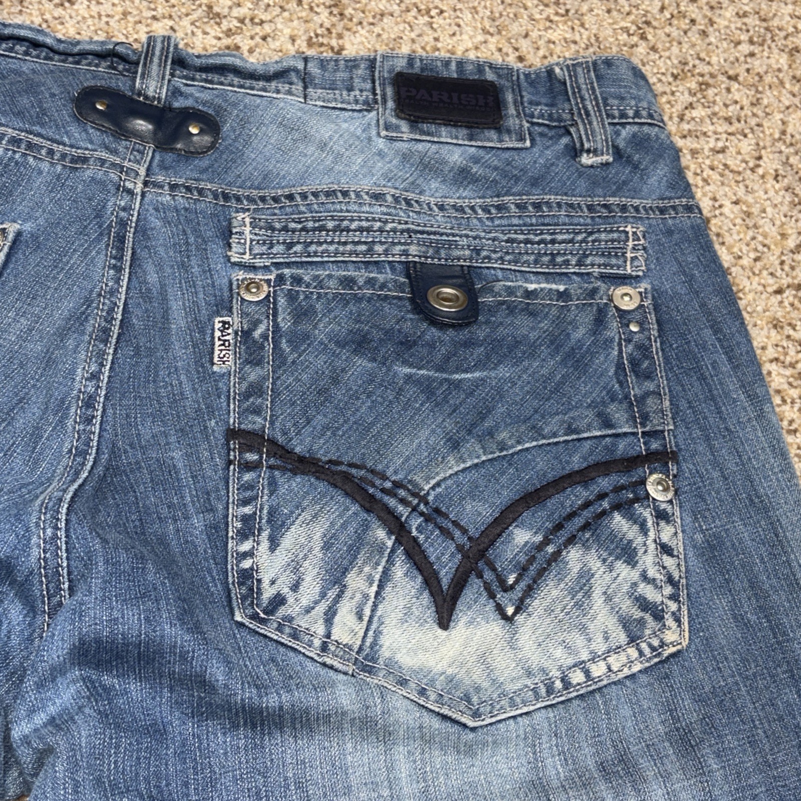 Parish Nation Baggy Hip Hop Jeans Button Fly Size 38 Fits 38 X 32.5 - View 17