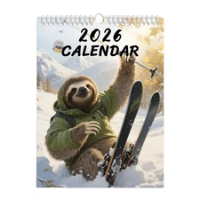 Sloth Calendar 2026 Monthly Wall Calendar 12 Month to View Calendar