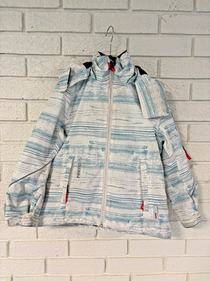 Reima Tec Jacket Youth Sz 110 (5) Blue White Detachable Hood Insulated Ski Coat