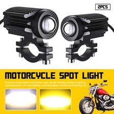 Motorcycle 2pcs Headlight White Led Yellow Hilo Spot Light Driving Fog Lamp Atv