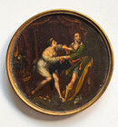 PEINTURE MINIATURE PORTRAIT SCÈNE DE GENRE ÉPOQUE FIN XVIIIème d=10cm