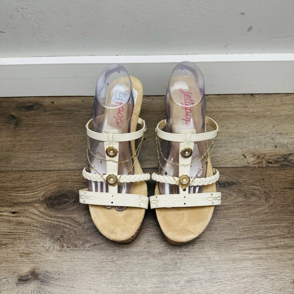 Jellypop White Leather Cork Wedge Sandals Women’s Size 11 - Image 4 of 4