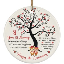 8 Years Love Story Ornament Happy 8th Anniversary Deer Couple Christmas Gift