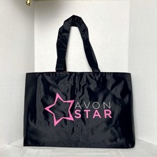 Avon Star 20  x13  x5  Large Black Tote Bag w Pink Star Logo Representative NEW