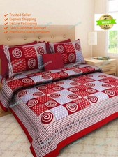 Modern Desginer Geometric Printed Cotton Double Bed Sheet With 2 Pillow Cover