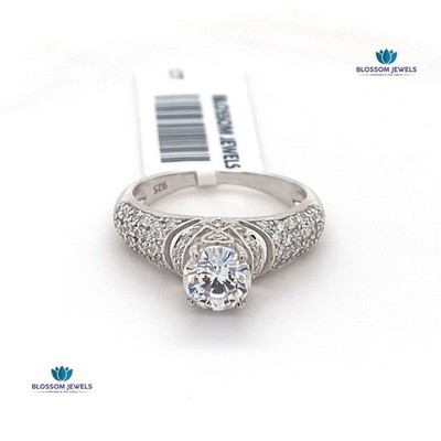 1.35 Ct Round Lab Grown/CVD Diamond Women Wedding Ring 14K White Gold Plated