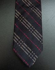 Burberry London Nova Check Tie Black Bronze Red Plaid On Black 100 Silk Italy