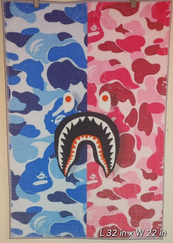 A BATHING APE Shark Head Custom Super Soft / Plush Fluffy Detailed Area Tuft Rug
