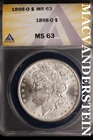 1898-O Morgan Dollar - ANACS MS 63 - Scarce  No Reserve  #SLK647