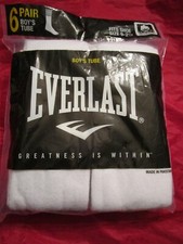 Everlast 6 Pair Boys Tube Socks White Fits Shoe 9-2.5 Comfort Top