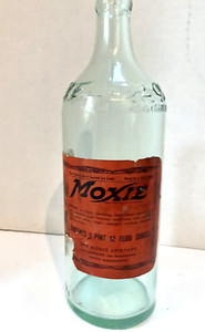 Original Vintage Large MOXIE Bottle Complete with Label