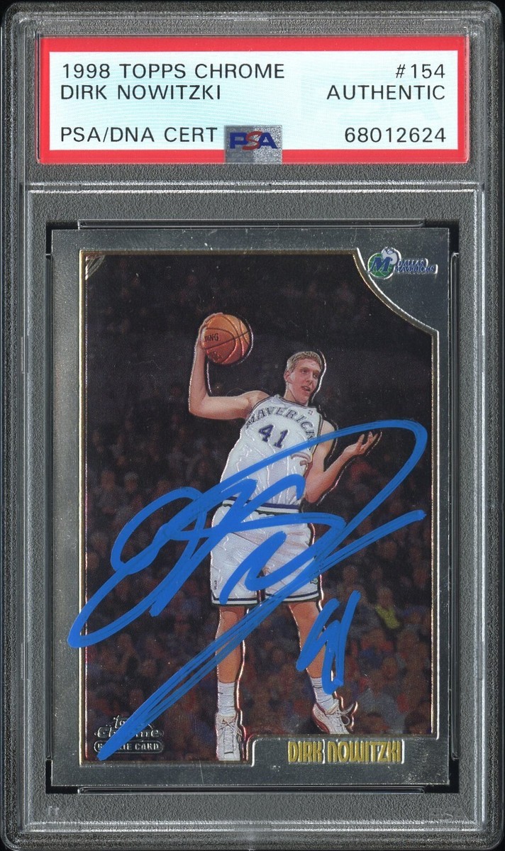 DIRK NOWITZKI SIGNED MAVERICKS 1998 TOPPS CHROME ROOKIE CARD #154